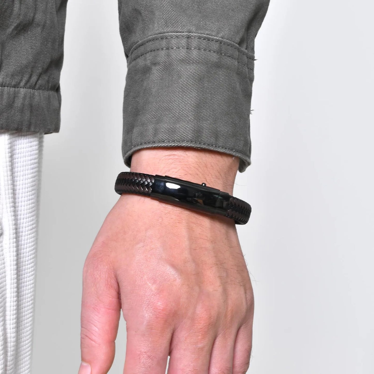 Pulseira de Couro Trançada Masculina