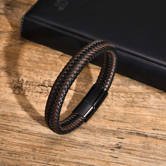 Pulseira de Couro Trançada Masculina